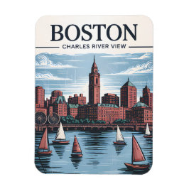 Boston Charles River Sailboats City Skyline Travel マグネット