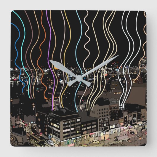 Boston City Lights スクエア壁時計 (正面)