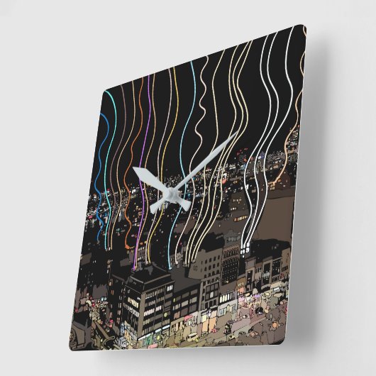 Boston City Lights スクエア壁時計 (傾斜)