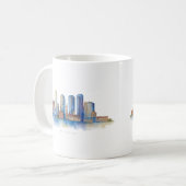 Boston City Skyline Watercolor | Modern Boston MA コーヒーマグカップ (正面左)