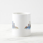 Boston City Skyline Watercolor | Modern Boston MA コーヒーマグカップ (中央)