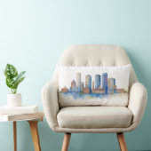 Boston City Skyline Watercolor | Modern Boston MA  ランバークッション (椅子)