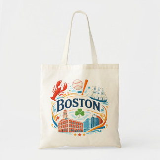 Boston Coastal Travel Illustration トートバッグ