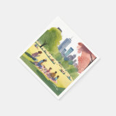 Boston Common Picnic | Summer Watercolor Painting スタンダードカクテルナプキン (角)