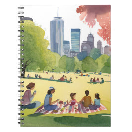Boston Common Picnic | Summer Watercolor Painting ノートブック