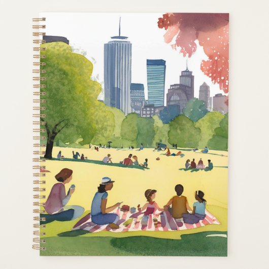 Boston Common Picnic | Summer Watercolor Painting プランナー手帳 (正面)