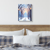 Boston Common Winter Snowfall Watercolor キャンバスプリント (インサイチュ (寝室))