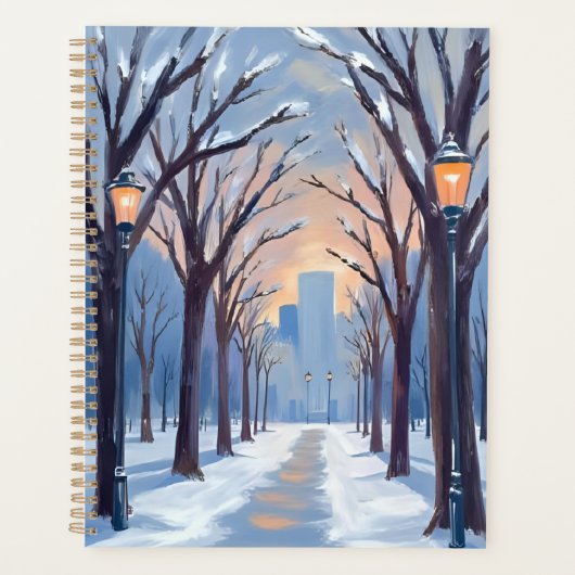 Boston Common | Winter Snowfall Watercolor プランナー手帳 (正面)