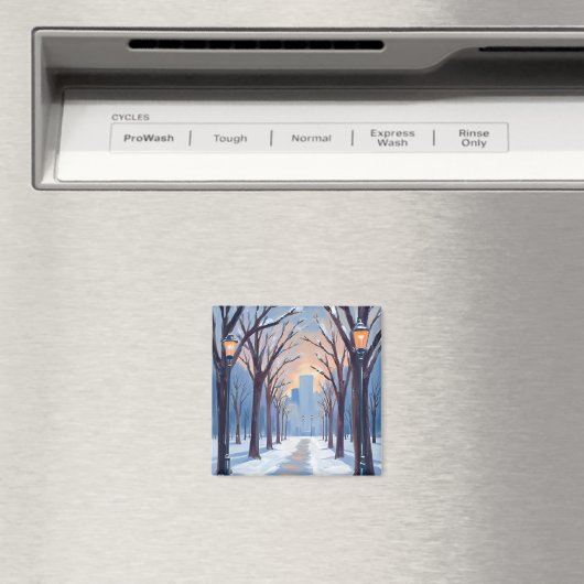 Boston Common Winter Snowfall Watercolor マグネット (インサイチュ (食洗機))