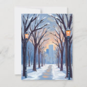 Boston Common Winter Snowfall Watercolor Card (正面)