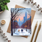 Boston Common Winter Watercolor Painting Card