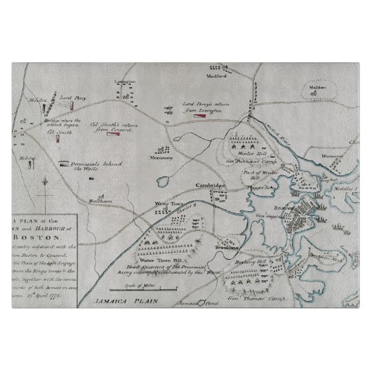 BOSTON-CONCORDの地図1775年 カッティングボード (正面)