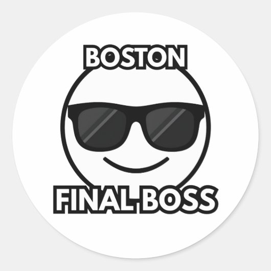 Boston Final Boss Cool Face Emoji Sticker ラウンドシール (正面)