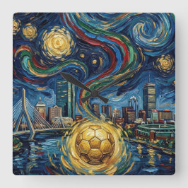 Boston Football Art 2026 Skyline Stadium Design スクエア壁時計