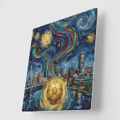 Boston Football Art 2026 Skyline Stadium Design スクエア壁時計 (傾斜)