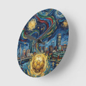 Boston Football Art 2026 Skyline Stadium Design ラウンド壁時計 (傾斜)