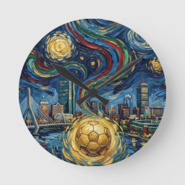 Boston Football Art 2026 Skyline Stadium Design ラウンド壁時計