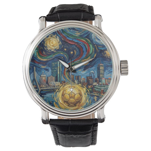 Boston Football Art 2026 Skyline Stadium Design 腕時計 (正面)