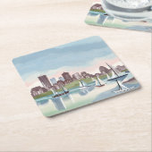 Boston Harbor | Boston Massachusetts Watercolor スクエアペーパーコースター (アングル)