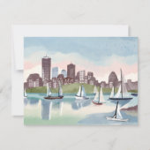 Boston Harbor Boston Massachusetts Watercolor Card (正面)