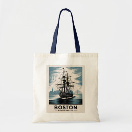  Boston Harbor Retro Tall Ship Classic Nautical トートバッグ