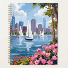 Boston Harbor Spring | Boat Bay City Skyline プランナー手帳