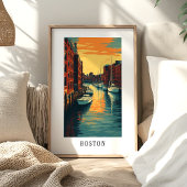 Boston Harbor Sunset Poster ポスター
