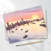 Boston Harbor | Watercolor City Massachusetts Card