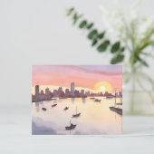 Boston Harbor | Watercolor City Massachusetts Card (スタンド正面)