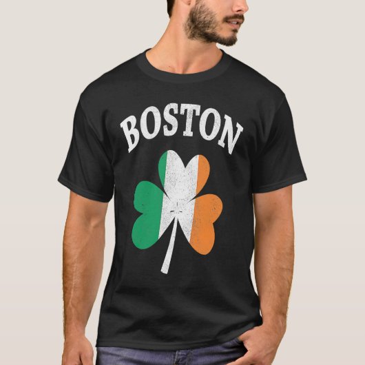 Boston Irish Flag ShamrockI St Patrick's Day Tシャツ (正面)