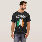 Boston Irish Flag ShamrockI St Patrick's Day Tシャツ (正面フル)