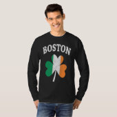 Boston Irish Flag ShamrockI St Patrick's Day Tシャツ (正面フル)