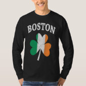 Boston Irish Flag ShamrockI St Patrick's Day Tシャツ (正面)