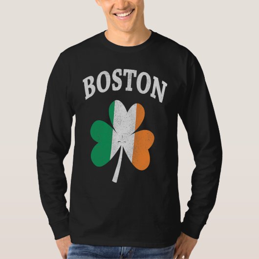 Boston Irish Flag ShamrockI St Patrick's Day Tシャツ (正面)