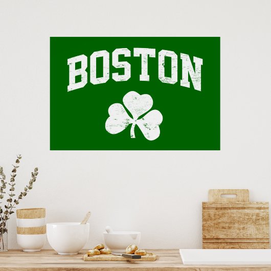 boston irish st patrick's shamrock clover southie ポスター (キッチン)
