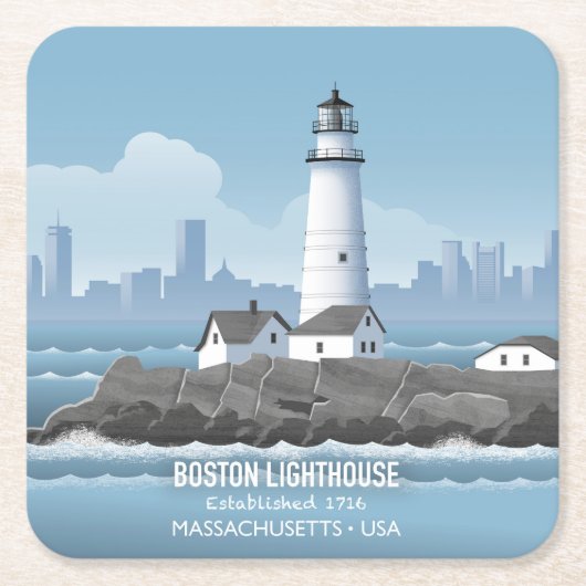 Boston Lighthouse スクエアペーパーコースター (正面)