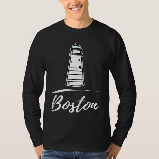 Boston lighthouse Massachusetts Raglan Baseball Tシャツ (正面)