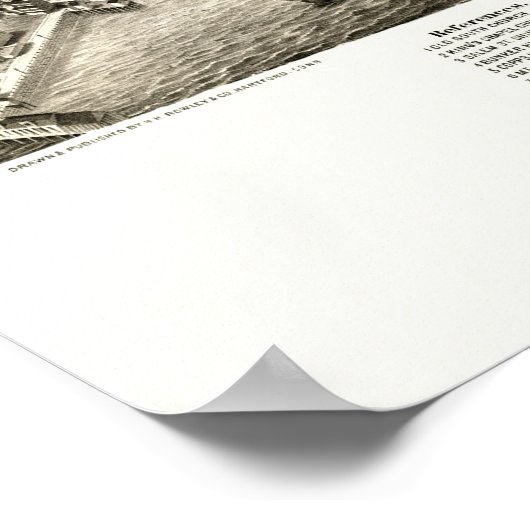 Boston, MA Panoramic Map - 1880 ポスター (角)