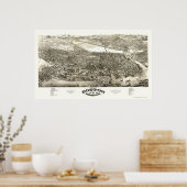 Boston, MA Panoramic Map - 1880 ポスター (キッチン)