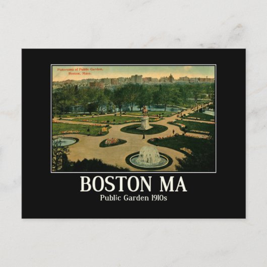 Boston MA, Public Garden 1910sヴィンテージ インスパイア ポストカード (正面)