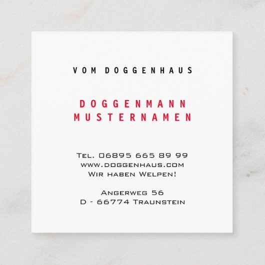 Boston Mantle Great Dane スクエア名刺 (裏面)