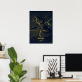 Boston Map Gold Print Massachusetts City Wall Art ポスター (ホームオフィス)