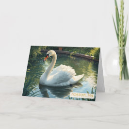 Boston, Mass. Public Garden Swan Greeting Card カード