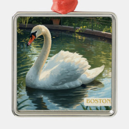 Boston, Mass. Public Garden Swan Ornament メタルオーナメント