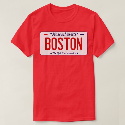 BOSTON MassachusettsライセンスプレートTシャツ Tシャツ (デザイン正面)