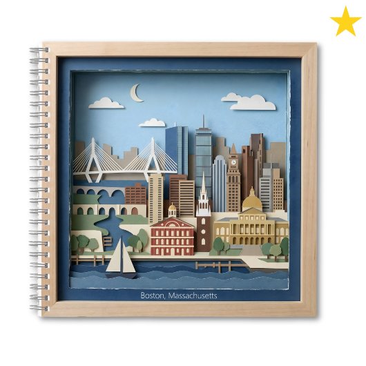 Boston Massachusetts America Layered Paper Art ノートブック