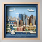 Boston Massachusetts America Layered Paper Art ポスター (正面)
