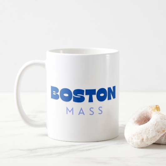Boston Massachusetts Blue Modern コーヒーマグカップ (ドーナツ)