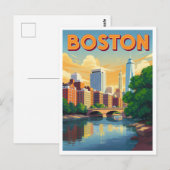 Boston Massachusetts Cityscape Vintage Art ポストカード (正面/裏面)