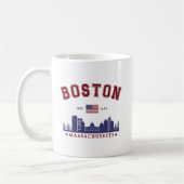 Boston Massachusetts Est. 1630 Travel コーヒーマグカップ (左)
